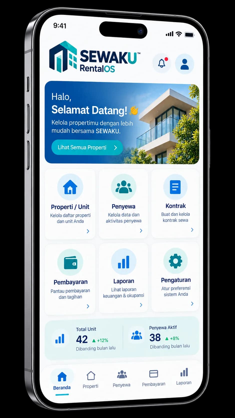 Tampilan RentalOS di ponsel